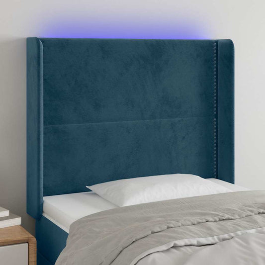 Hoofdbord LED 83x16x118/128 cm fluweel donkerblauw is nu te koop bij PeponiXL, paradijselijk wonen!