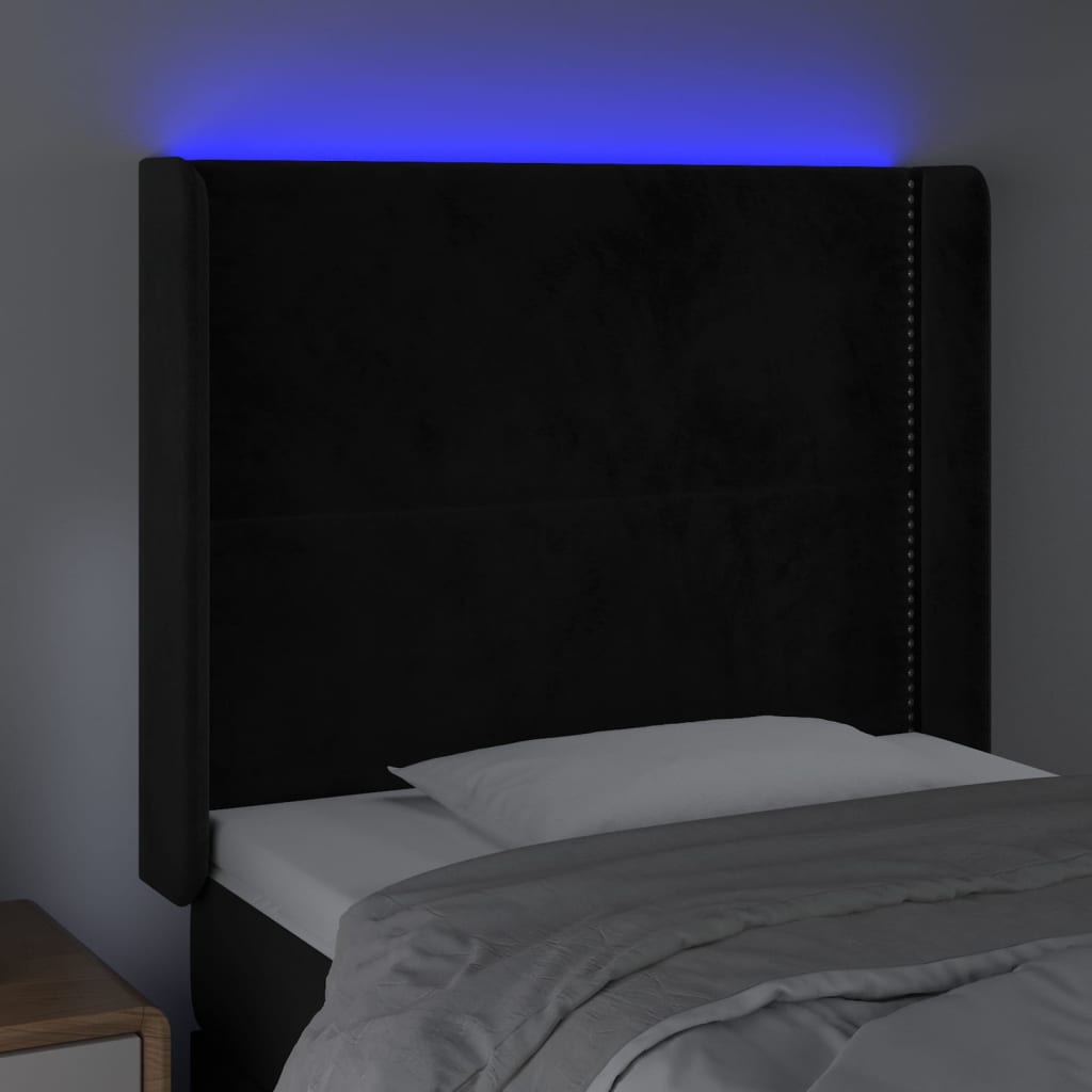 Hoofdbord LED 103x16x118/128 cm fluweel zwart is nu te koop bij PeponiXL, paradijselijk wonen!