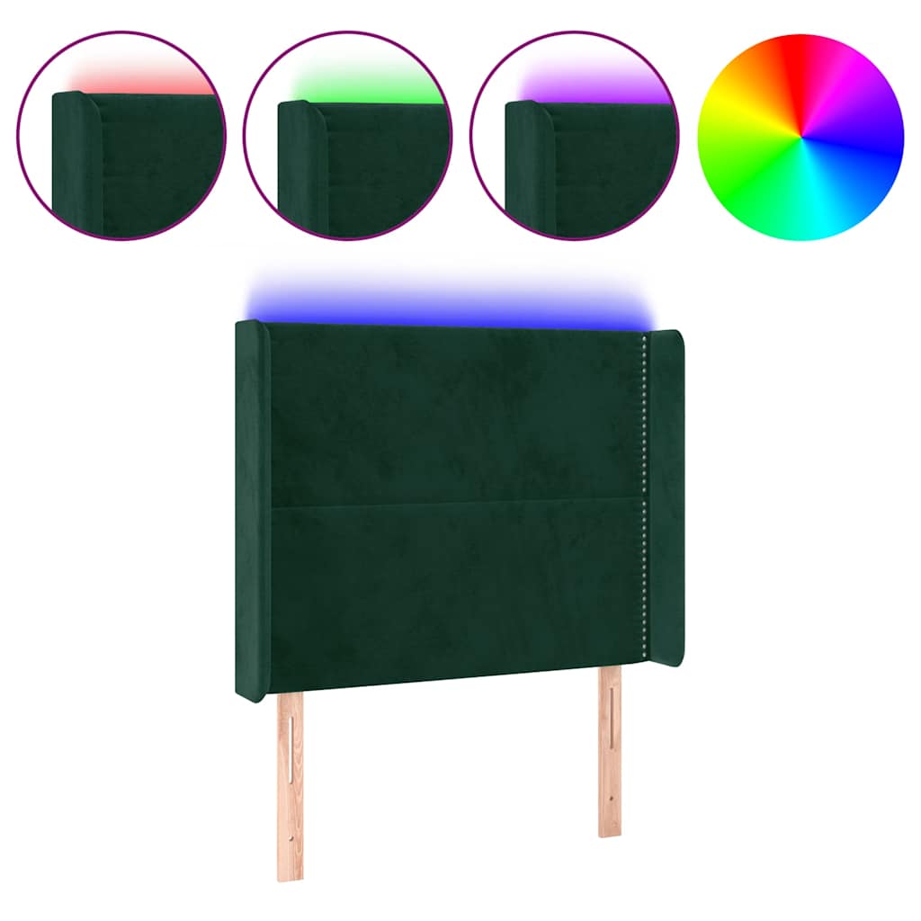 Hoofdbord LED 103x16x118/128 cm fluweel donkergroen is nu te koop bij PeponiXL, paradijselijk wonen!