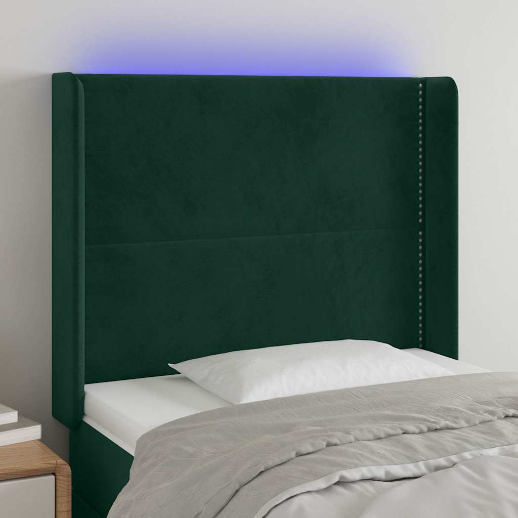 Hoofdbord LED 103x16x118/128 cm fluweel donkergroen is nu te koop bij PeponiXL, paradijselijk wonen!