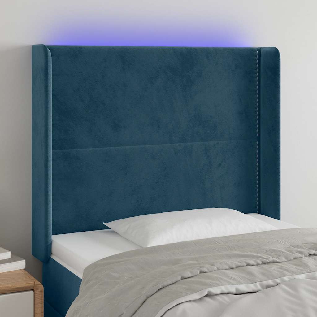 Hoofdbord LED 103x16x118/128 cm fluweel donkerblauw is nu te koop bij PeponiXL, paradijselijk wonen!
