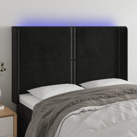 Hoofdbord LED 147x16x118/128 cm fluweel zwart is nu te koop bij PeponiXL, paradijselijk wonen!