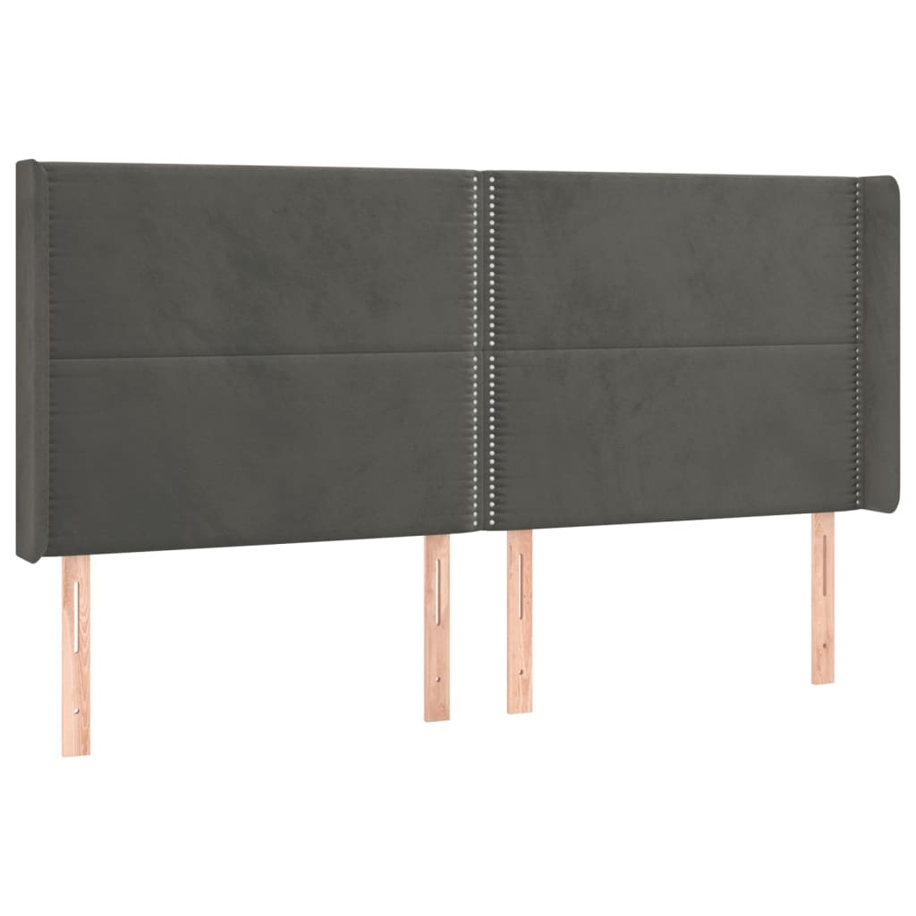 Hoofdbord LED 163x16x118/128 cm fluweel donkergrijs is nu te koop bij PeponiXL, paradijselijk wonen!