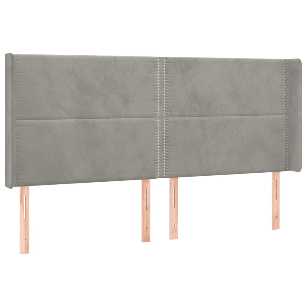 Hoofdbord LED 203x16x118/128 cm fluweel lichtgrijs is nu te koop bij PeponiXL, paradijselijk wonen!