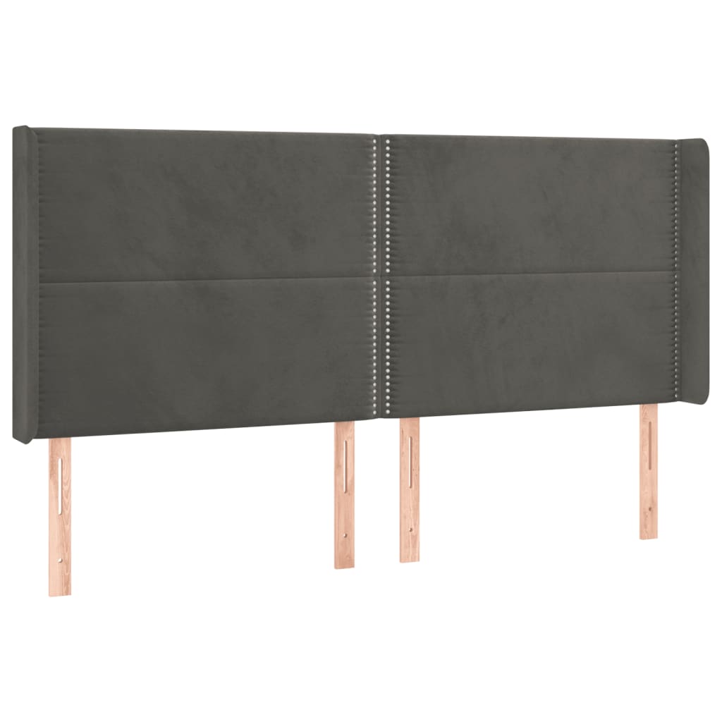 Hoofdbord LED 203x16x118/128 cm fluweel donkergrijs is nu te koop bij PeponiXL, paradijselijk wonen!