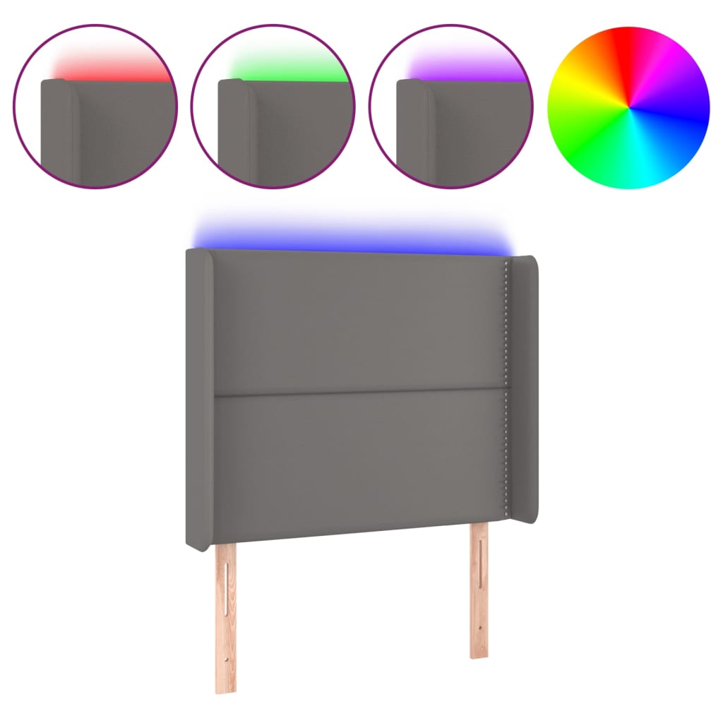 Hoofdbord LED 93x16x118/128 cm kunstleer grijs is nu te koop bij PeponiXL, paradijselijk wonen!