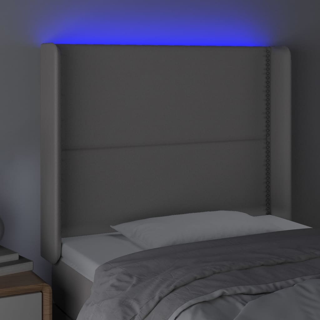 Hoofdbord LED 93x16x118/128 cm kunstleer grijs is nu te koop bij PeponiXL, paradijselijk wonen!