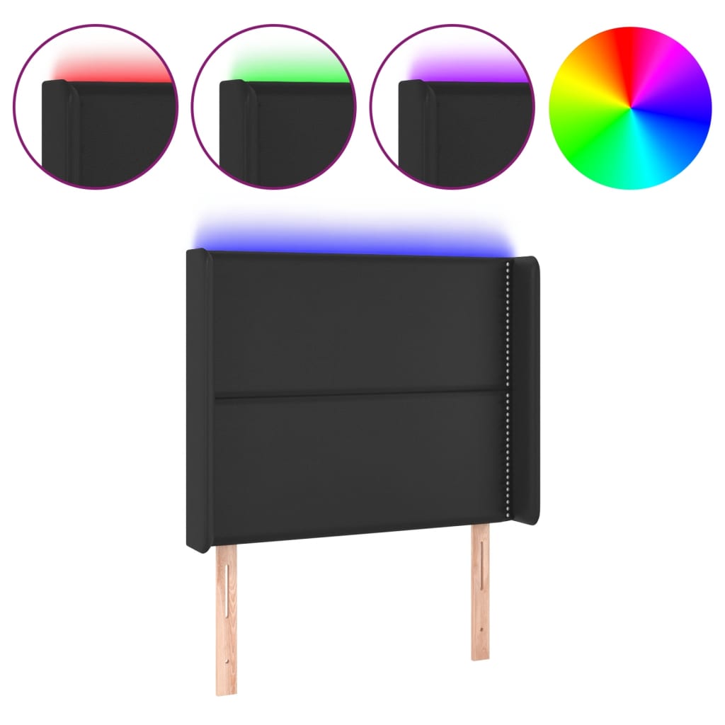 Hoofdbord LED 103x16x118/128 cm kunstleer zwart is nu te koop bij PeponiXL, paradijselijk wonen!