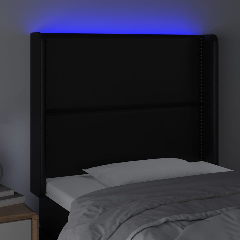 Hoofdbord LED 103x16x118/128 cm kunstleer zwart is nu te koop bij PeponiXL, paradijselijk wonen!