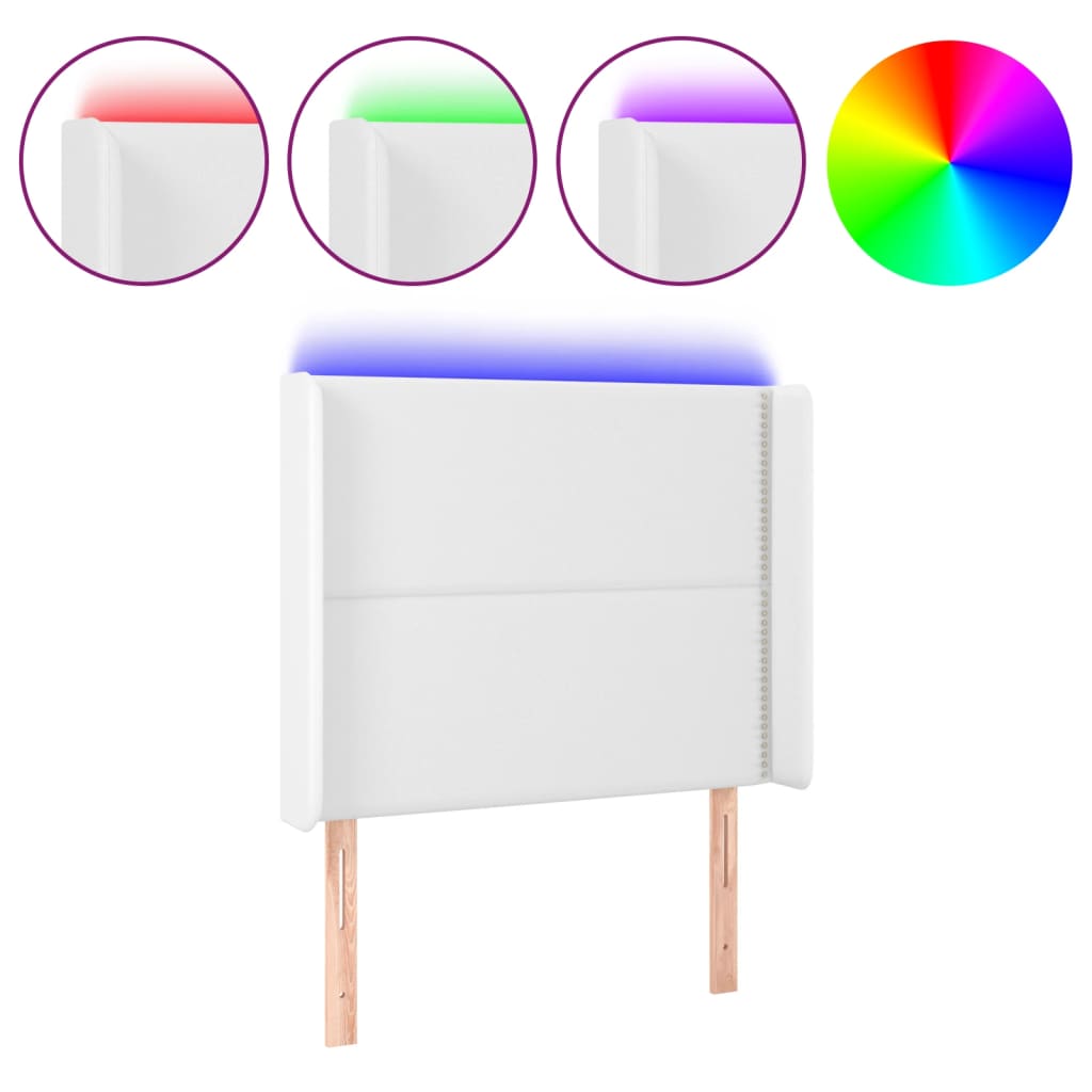 Hoofdbord LED 103x16x118/128 cm kunstleer wit is nu te koop bij PeponiXL, paradijselijk wonen!