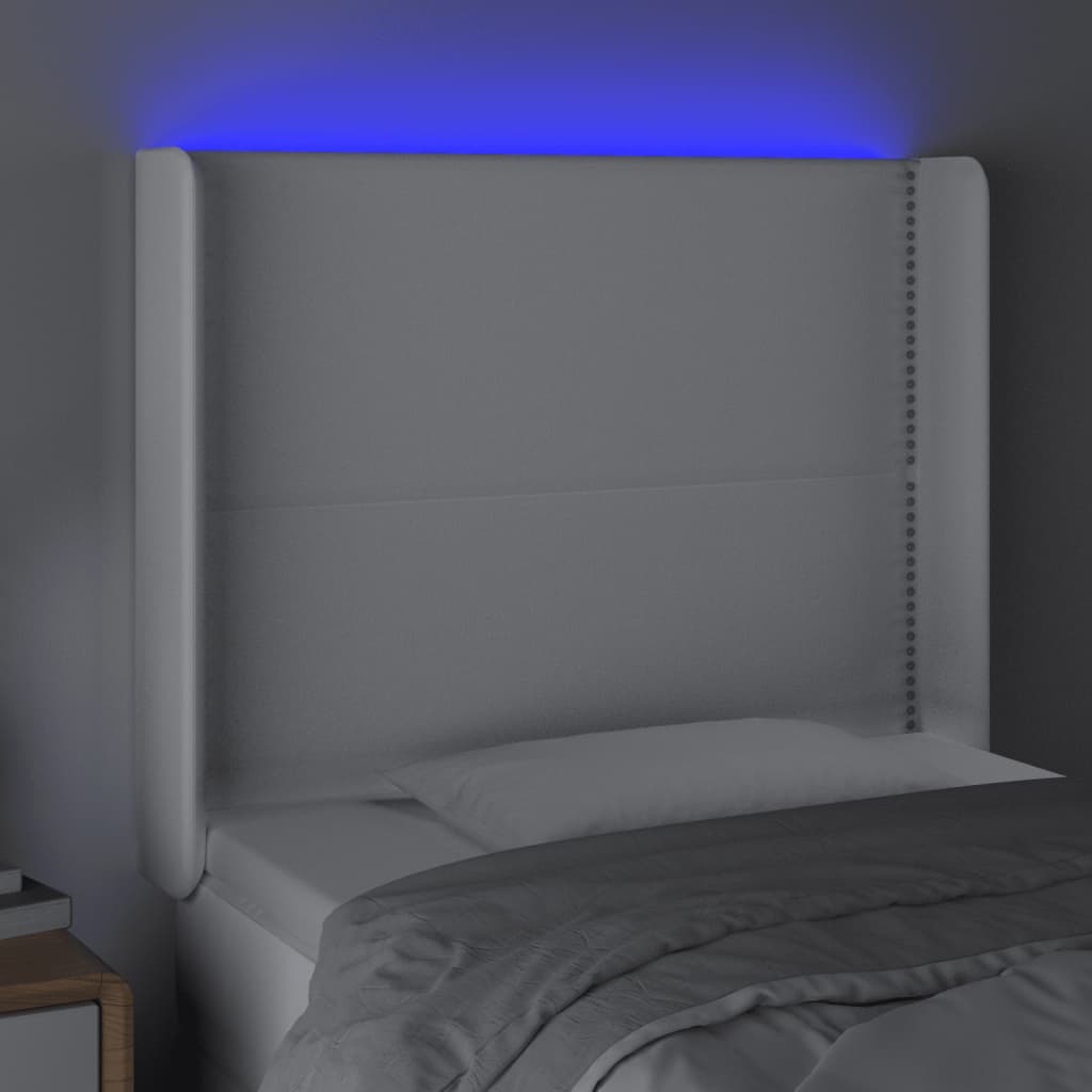 Hoofdbord LED 103x16x118/128 cm kunstleer wit is nu te koop bij PeponiXL, paradijselijk wonen!