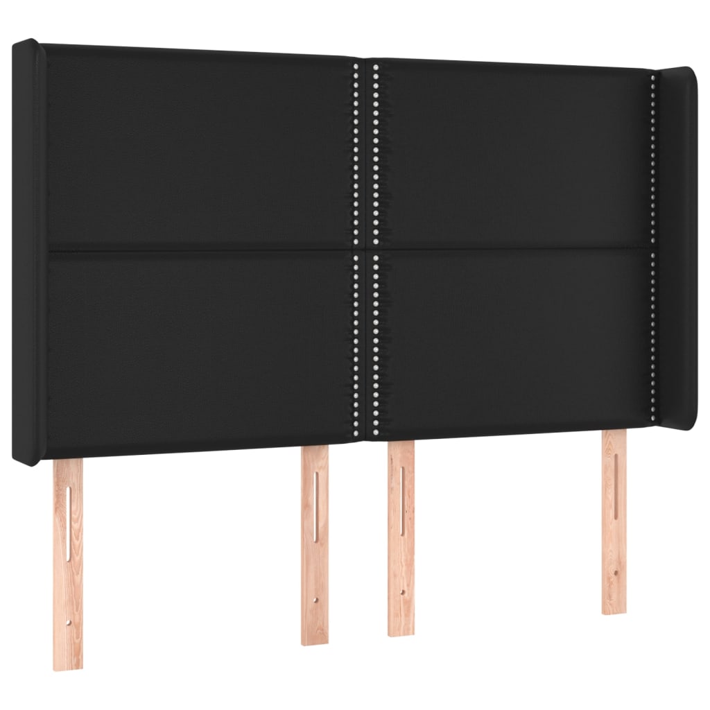 Hoofdbord LED 147x16x118/128 cm kunstleer zwart is nu te koop bij PeponiXL, paradijselijk wonen!