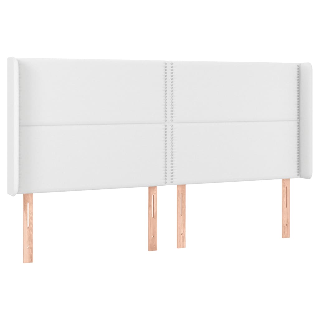 Hoofdbord LED 203x16x118/128 cm kunstleer wit is nu te koop bij PeponiXL, paradijselijk wonen!