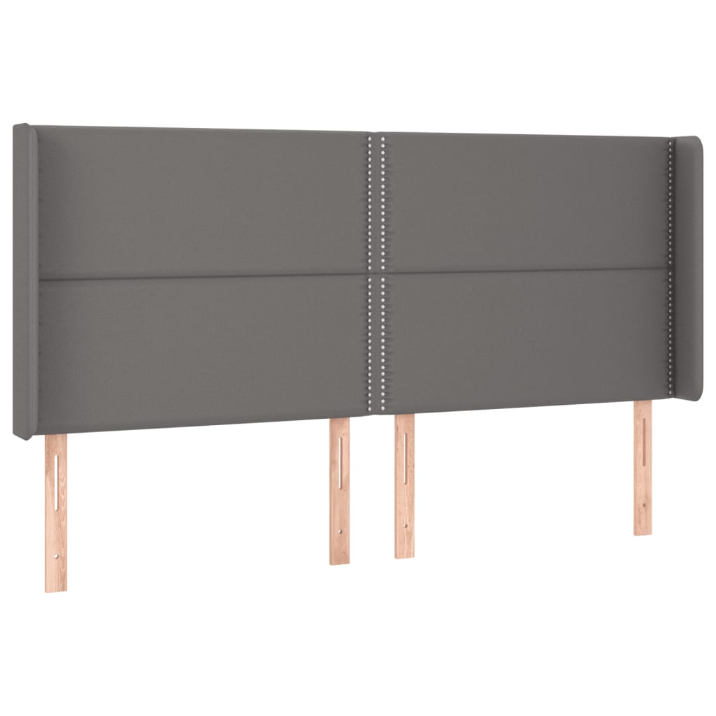 Hoofdbord LED 203x16x118/128 cm kunstleer grijs is nu te koop bij PeponiXL, paradijselijk wonen!