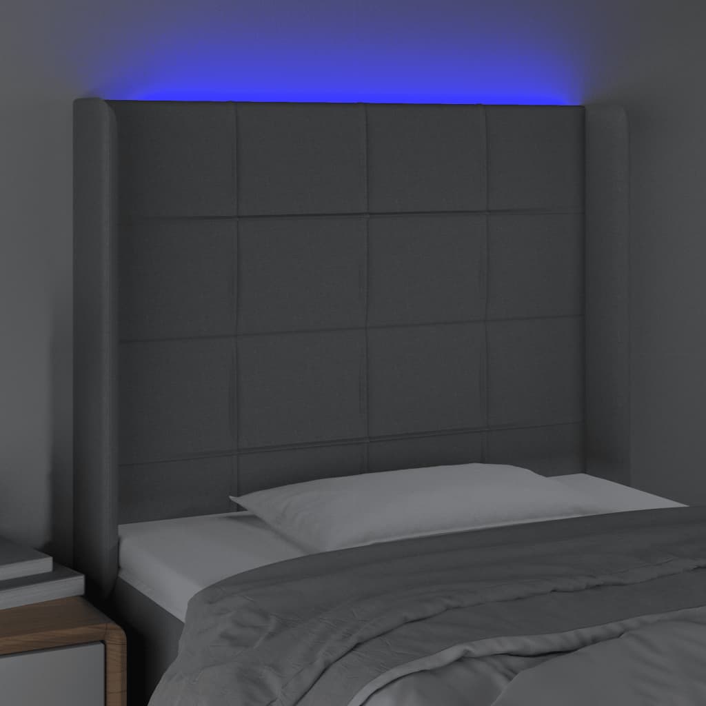 Hoofdbord LED 83x16x118/128 cm stof lichtgrijs is nu te koop bij PeponiXL, paradijselijk wonen!