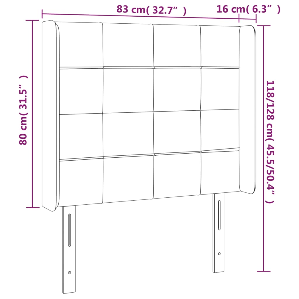 Hoofdbord LED 83x16x118/128 cm stof crèmekleurig is nu te koop bij PeponiXL, paradijselijk wonen!