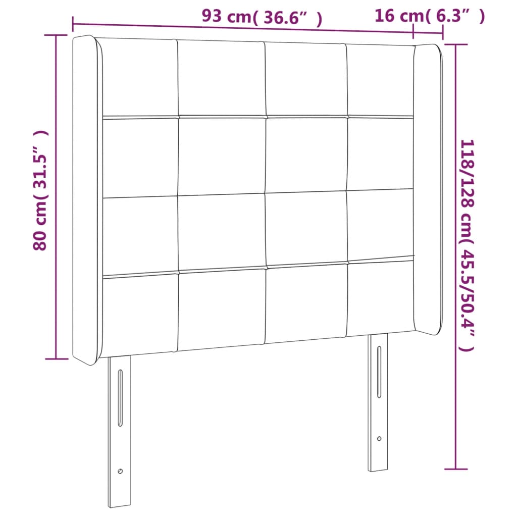 Hoofdbord LED 93x16x118/128 cm stof donkergrijs is nu te koop bij PeponiXL, paradijselijk wonen!