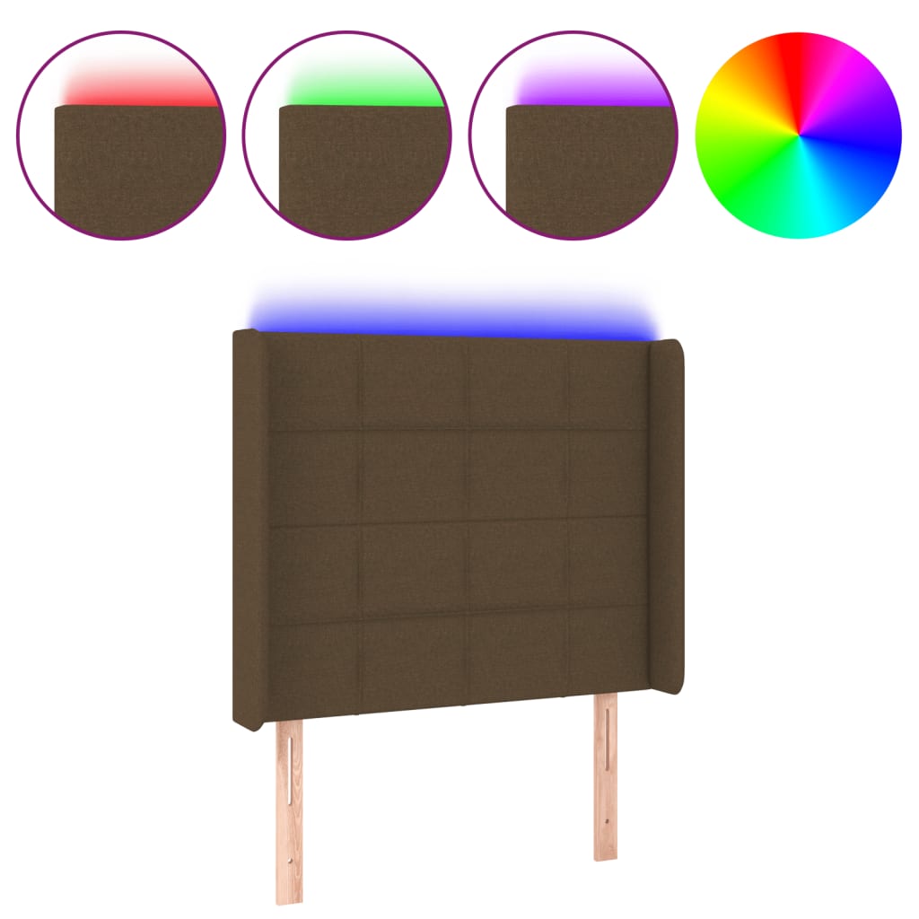 Hoofdbord LED 93x16x118/128 cm stof donkerbruin is nu te koop bij PeponiXL, paradijselijk wonen!
