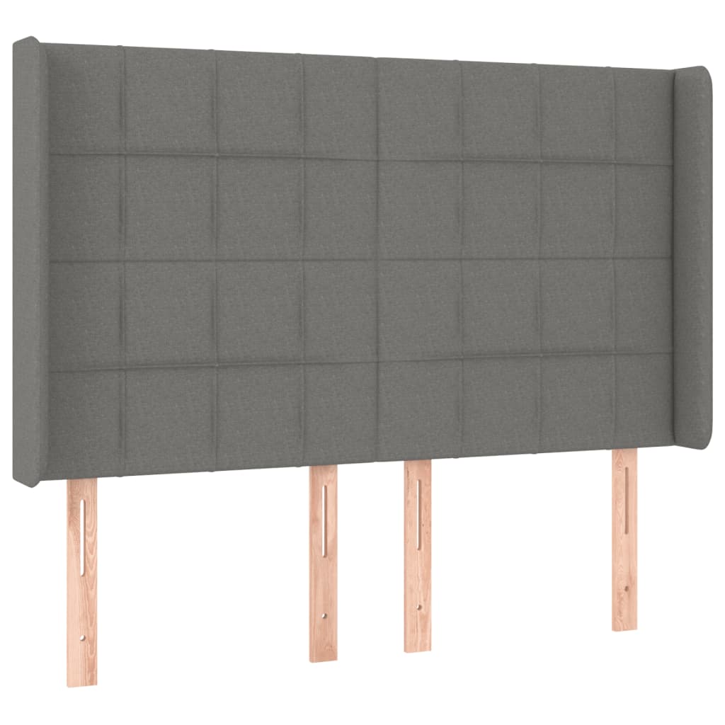 Hoofdbord LED 147x16x118/128 cm stof donkergrijs is nu te koop bij PeponiXL, paradijselijk wonen!