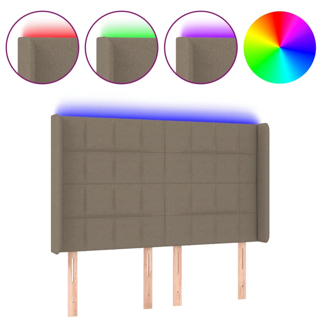 Hoofdbord LED 147x16x118/128 cm stof taupe is nu te koop bij PeponiXL, paradijselijk wonen!