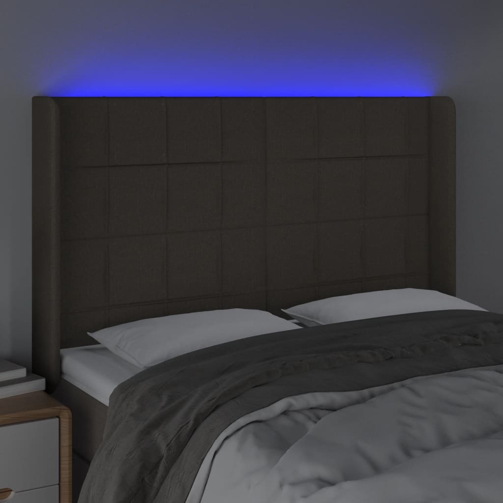 Hoofdbord LED 147x16x118/128 cm stof taupe is nu te koop bij PeponiXL, paradijselijk wonen!