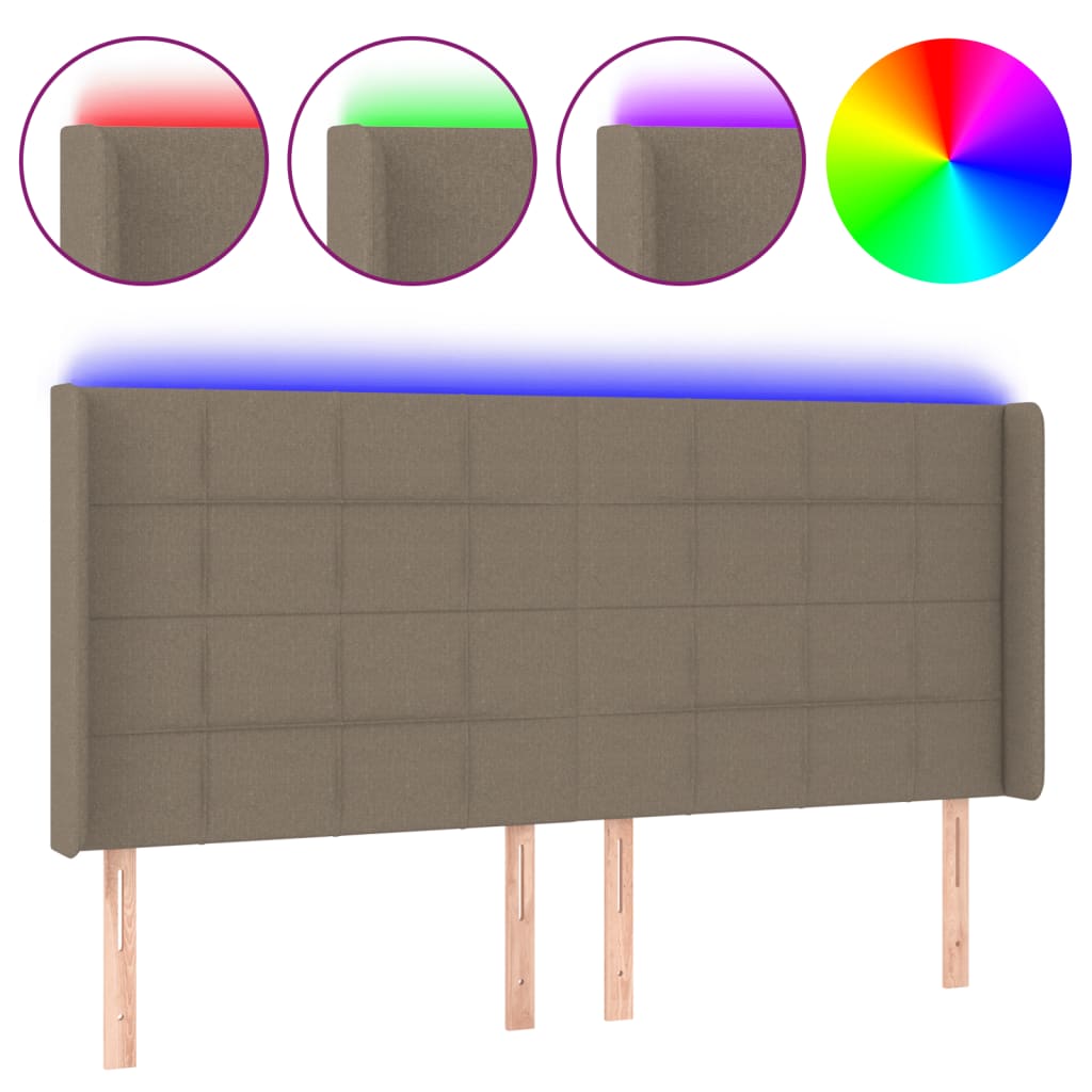 Hoofdbord LED 183x16x118/128 cm stof taupe is nu te koop bij PeponiXL, paradijselijk wonen!