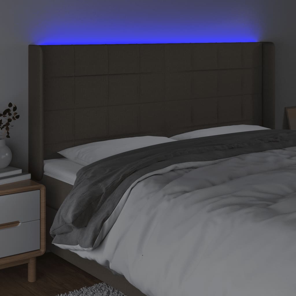 Hoofdbord LED 183x16x118/128 cm stof taupe is nu te koop bij PeponiXL, paradijselijk wonen!