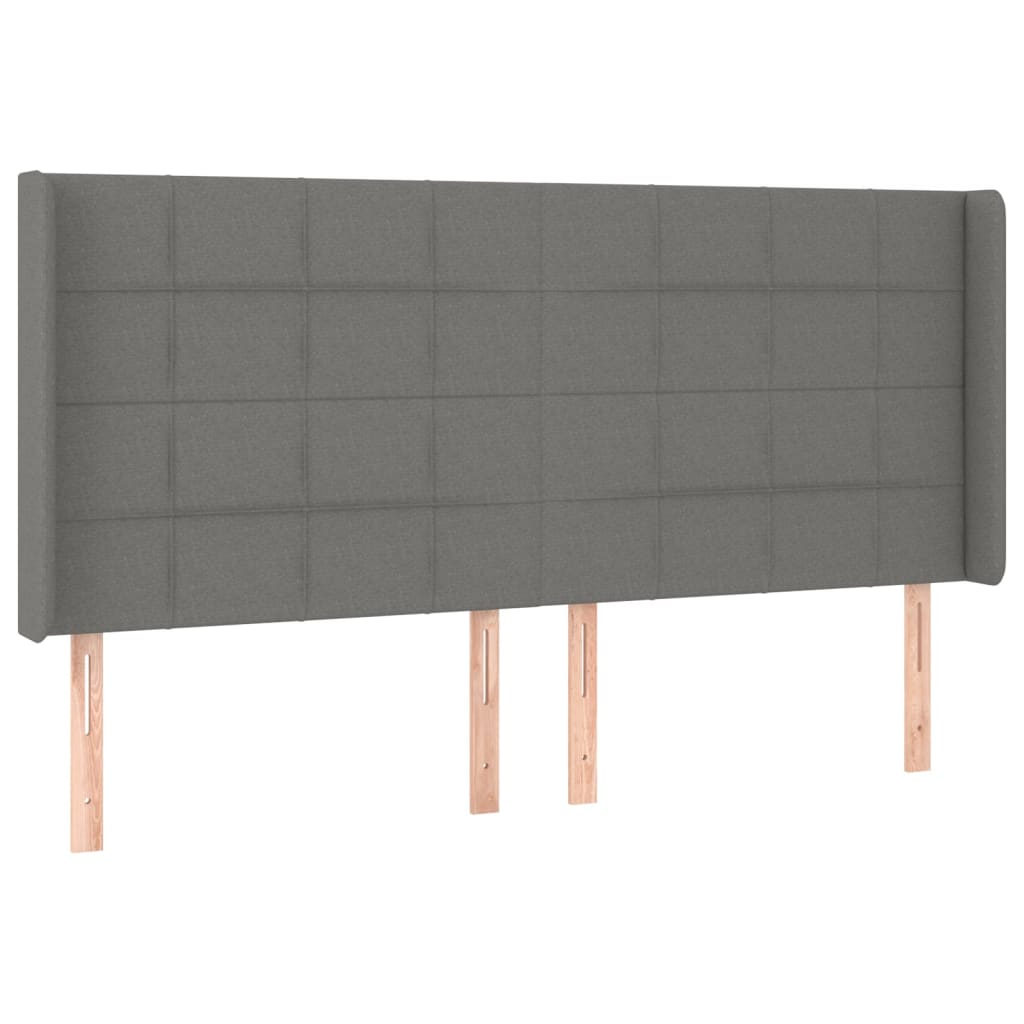 Hoofdbord LED 203x16x118/128 cm stof donkergrijs is nu te koop bij PeponiXL, paradijselijk wonen!