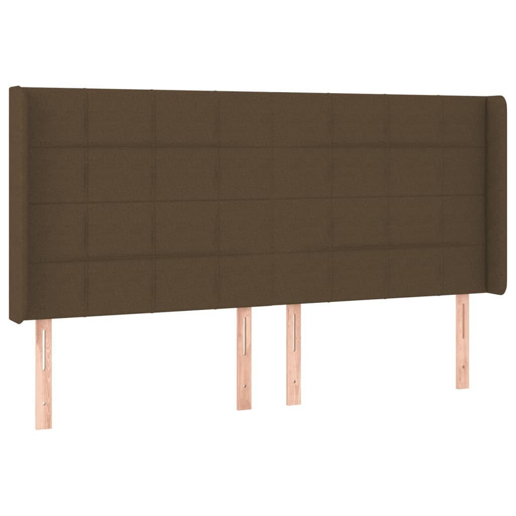 Hoofdbord LED 203x16x118/128 cm stof donkerbruin is nu te koop bij PeponiXL, paradijselijk wonen!