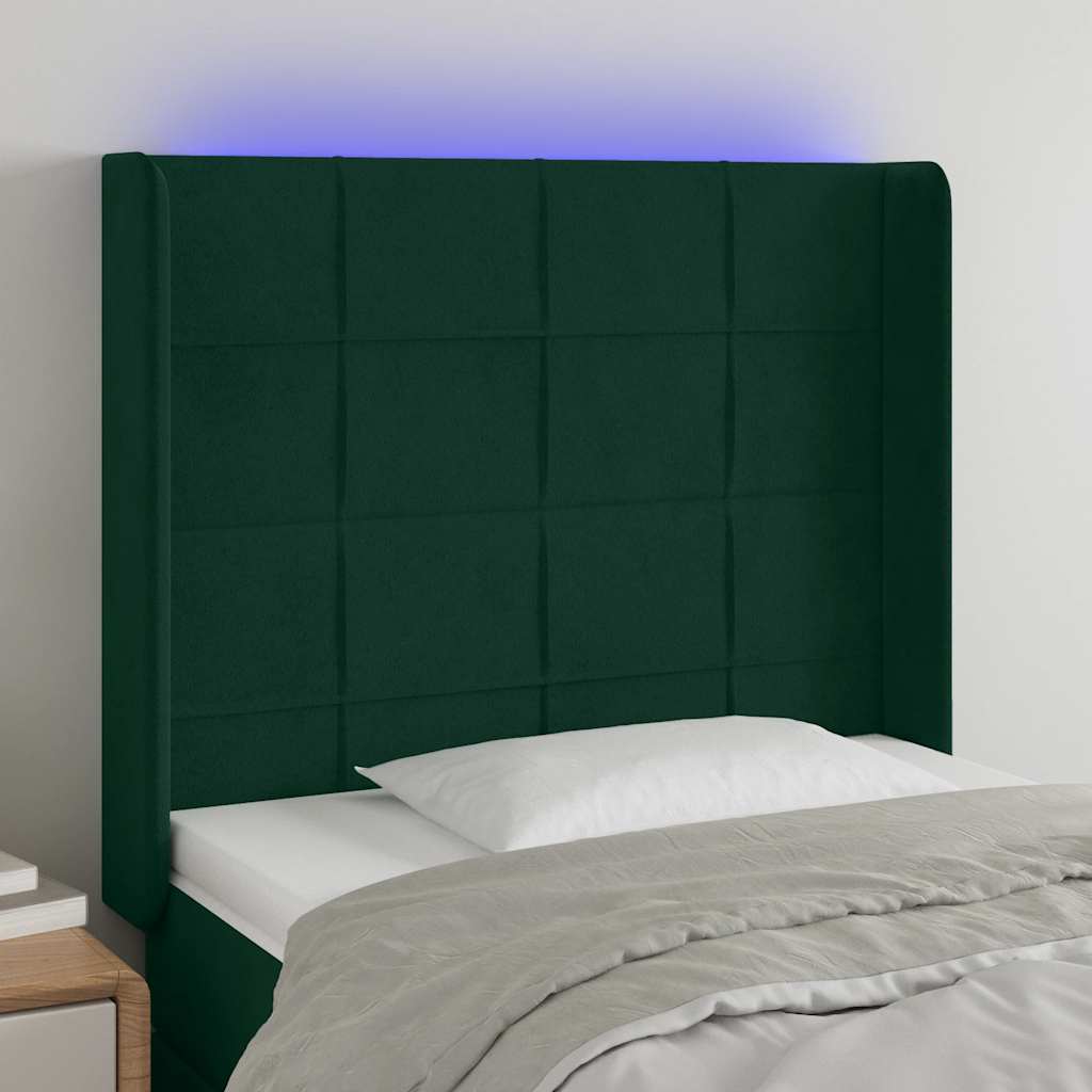 Hoofdbord LED 83x16x118/128 cm fluweel donkergroen is nu te koop bij PeponiXL, paradijselijk wonen!