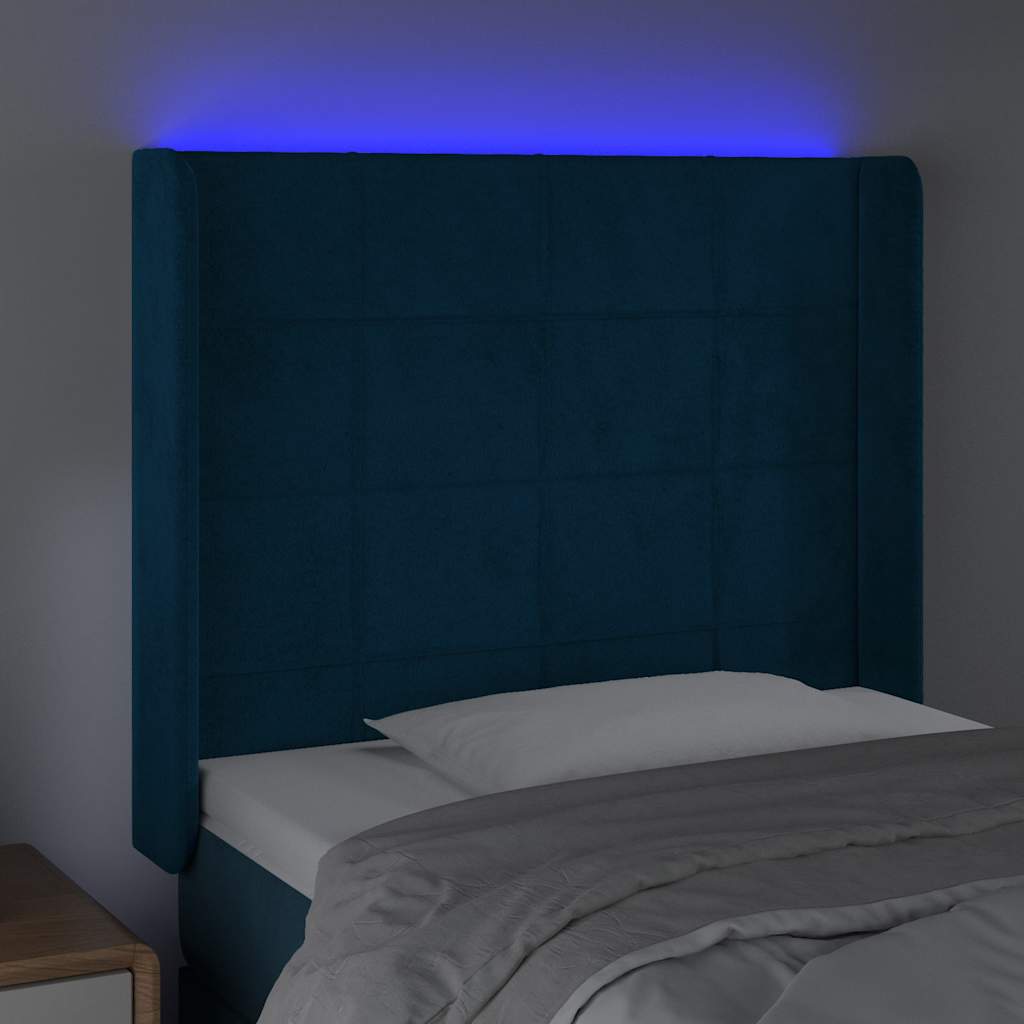 Hoofdbord LED 83x16x118/128 cm fluweel donkerblauw is nu te koop bij PeponiXL, paradijselijk wonen!