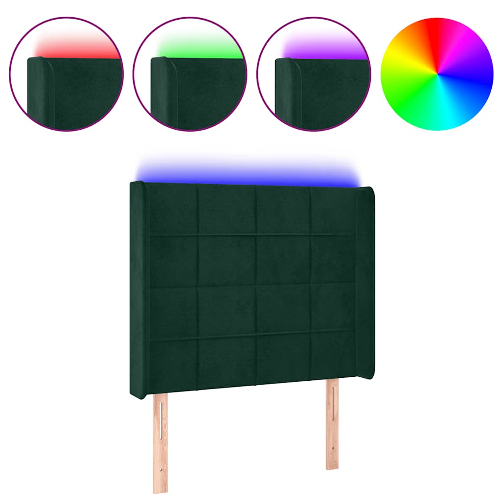 Hoofdbord LED 93x16x118/128 cm fluweel donkergroen is nu te koop bij PeponiXL, paradijselijk wonen!