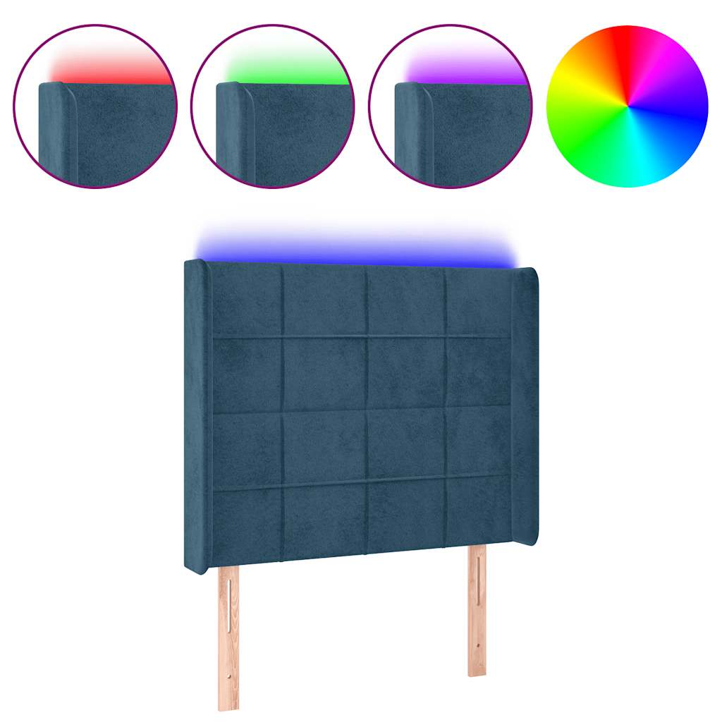 Hoofdbord LED 93x16x118/128 cm fluweel donkerblauw is nu te koop bij PeponiXL, paradijselijk wonen!