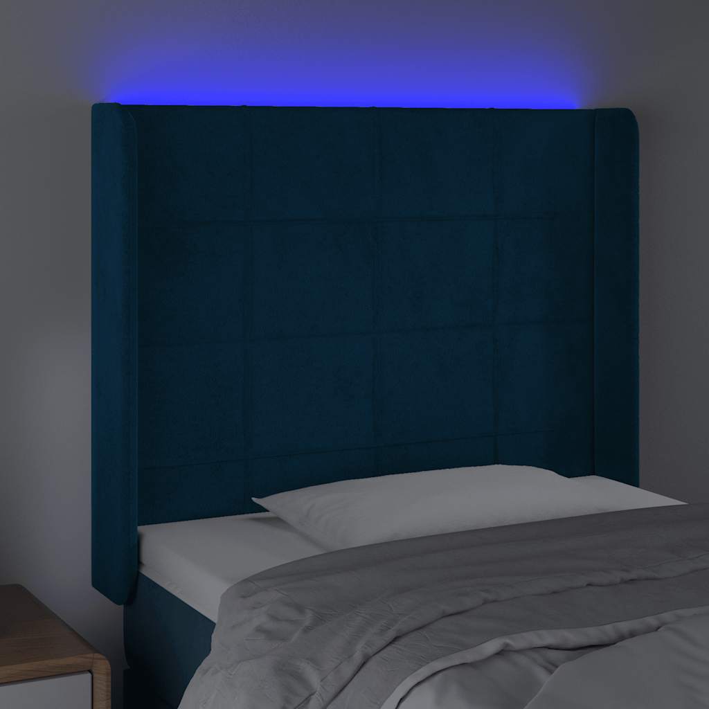 Hoofdbord LED 93x16x118/128 cm fluweel donkerblauw is nu te koop bij PeponiXL, paradijselijk wonen!