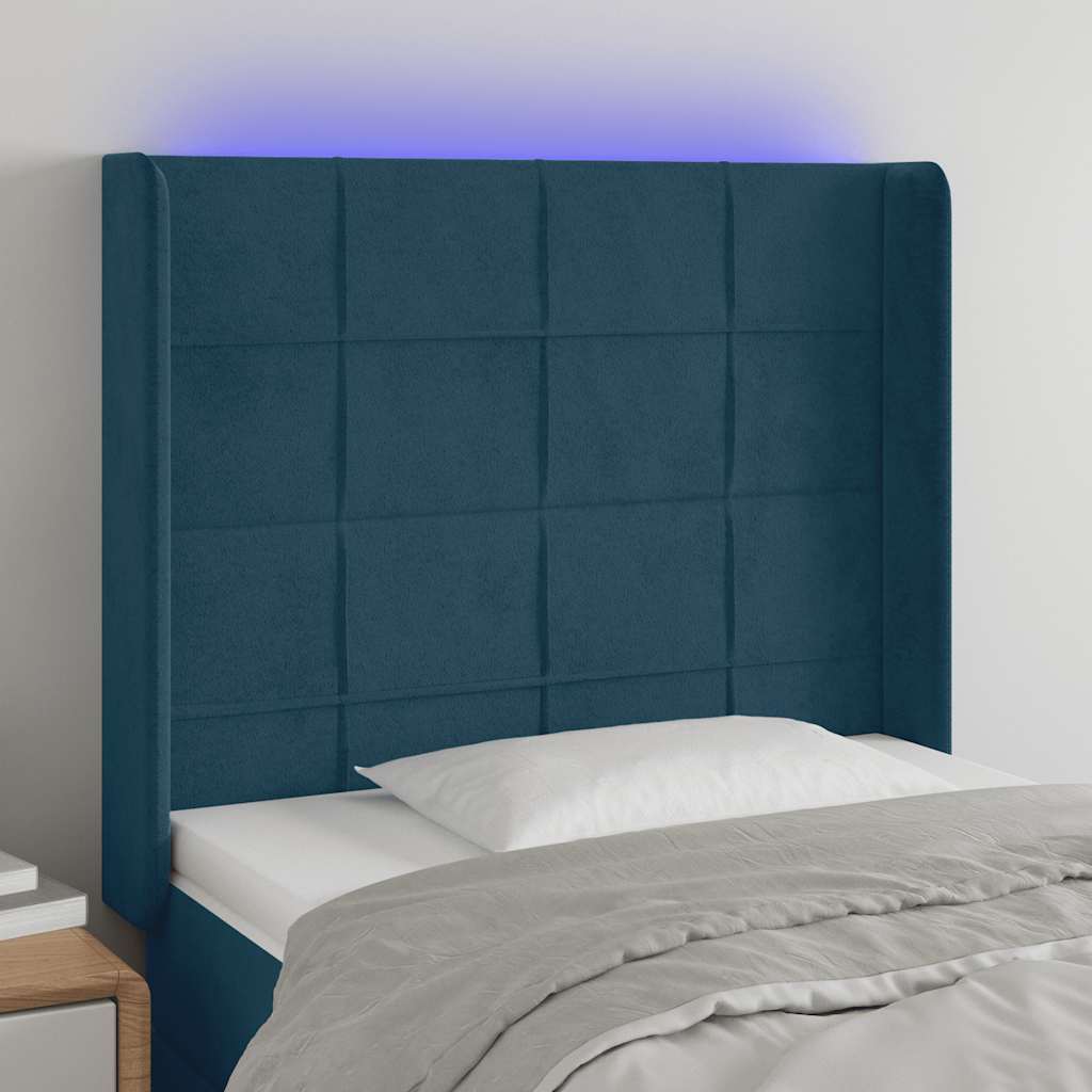 Hoofdbord LED 93x16x118/128 cm fluweel donkerblauw is nu te koop bij PeponiXL, paradijselijk wonen!