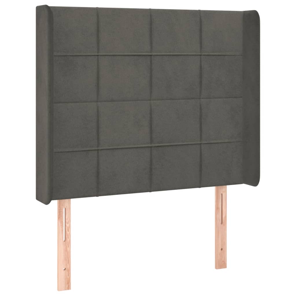 Hoofdbord LED 103x16x118/128 cm fluweel donkergrijs is nu te koop bij PeponiXL, paradijselijk wonen!