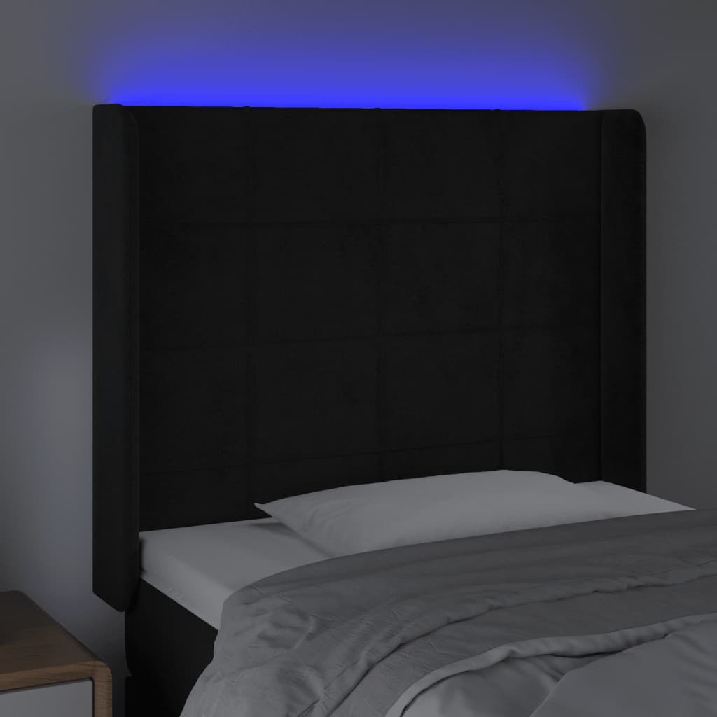 Hoofdbord LED 103x16x118/128 cm fluweel zwart is nu te koop bij PeponiXL, paradijselijk wonen!