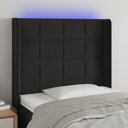 Hoofdbord LED 103x16x118/128 cm fluweel zwart is nu te koop bij PeponiXL, paradijselijk wonen!