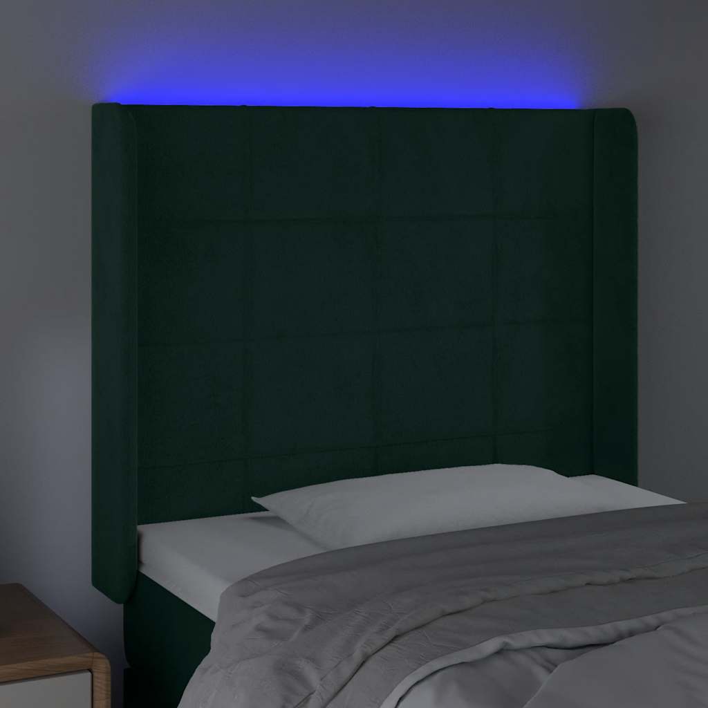 Hoofdbord LED 103x16x118/128 cm fluweel donkergroen is nu te koop bij PeponiXL, paradijselijk wonen!