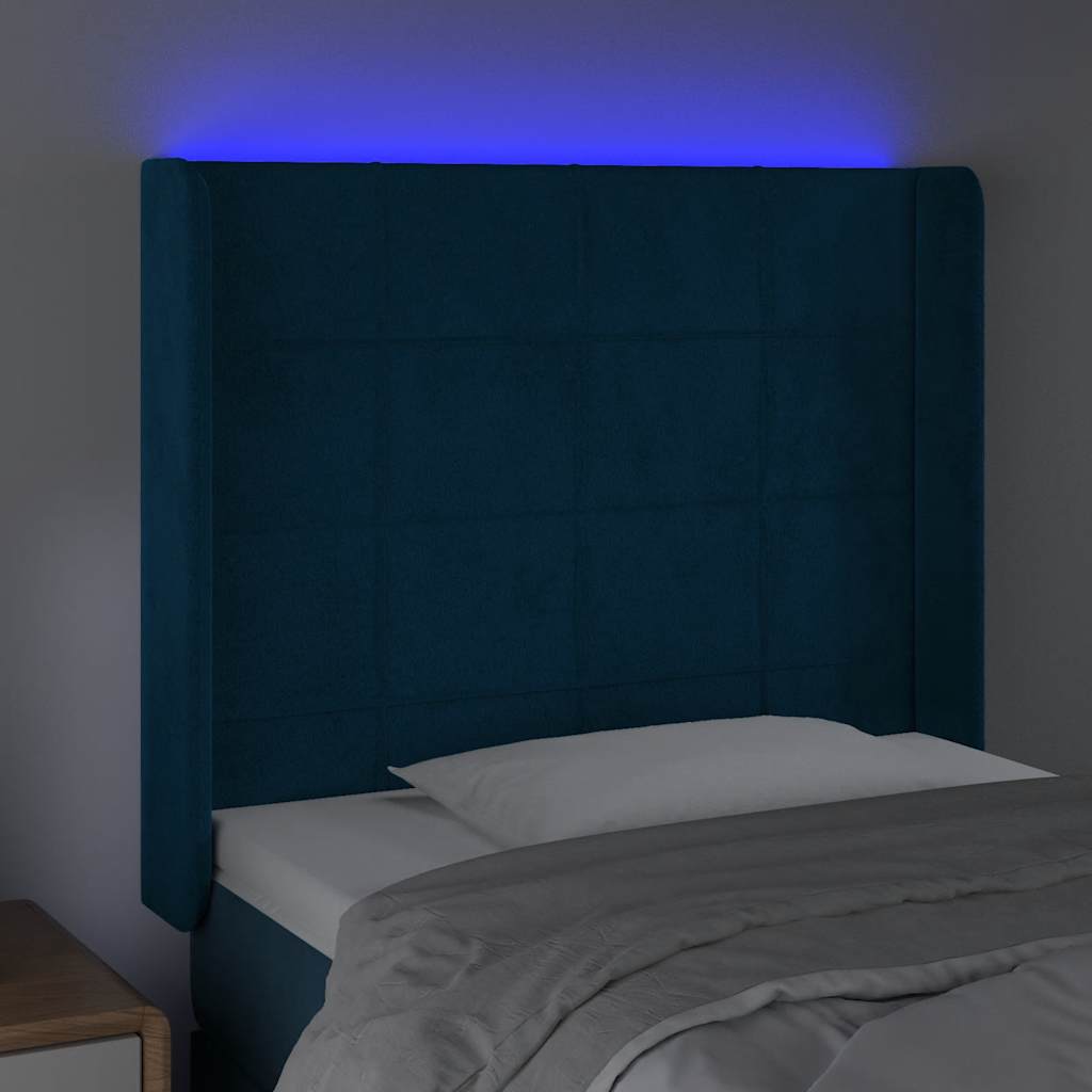 Hoofdbord LED 103x16x118/128 cm fluweel donkerblauw is nu te koop bij PeponiXL, paradijselijk wonen!