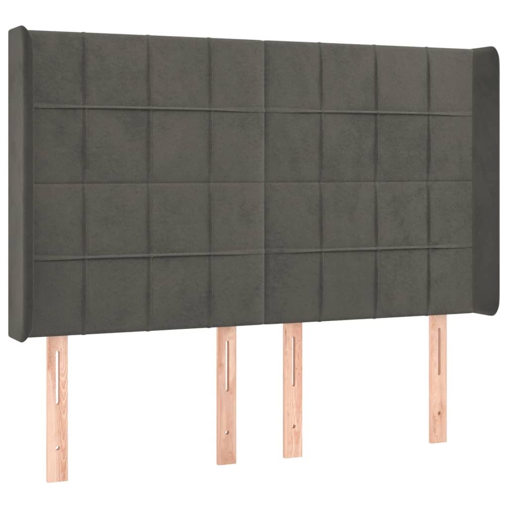 Hoofdbord LED 147x16x118/128 cm fluweel donkergrijs is nu te koop bij PeponiXL, paradijselijk wonen!