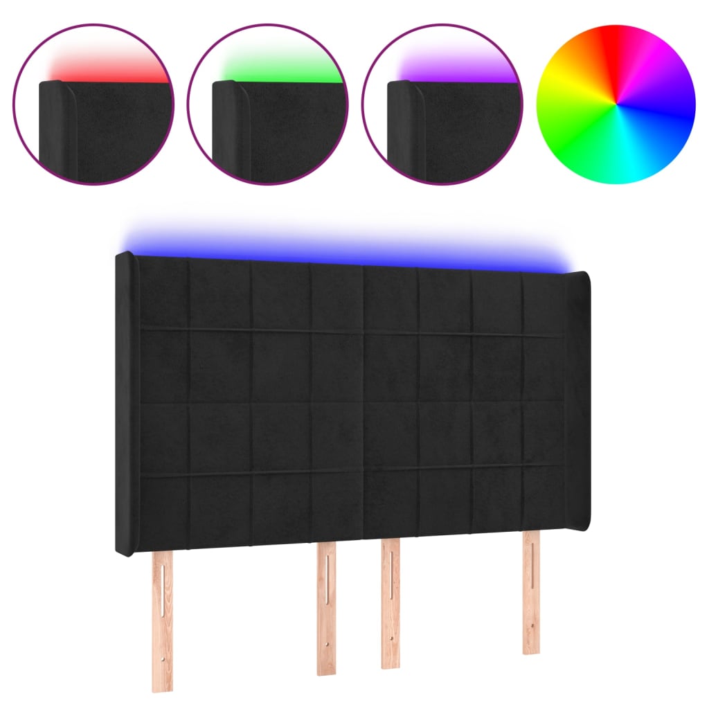 Hoofdbord LED 147x16x118/128 cm fluweel zwart is nu te koop bij PeponiXL, paradijselijk wonen!