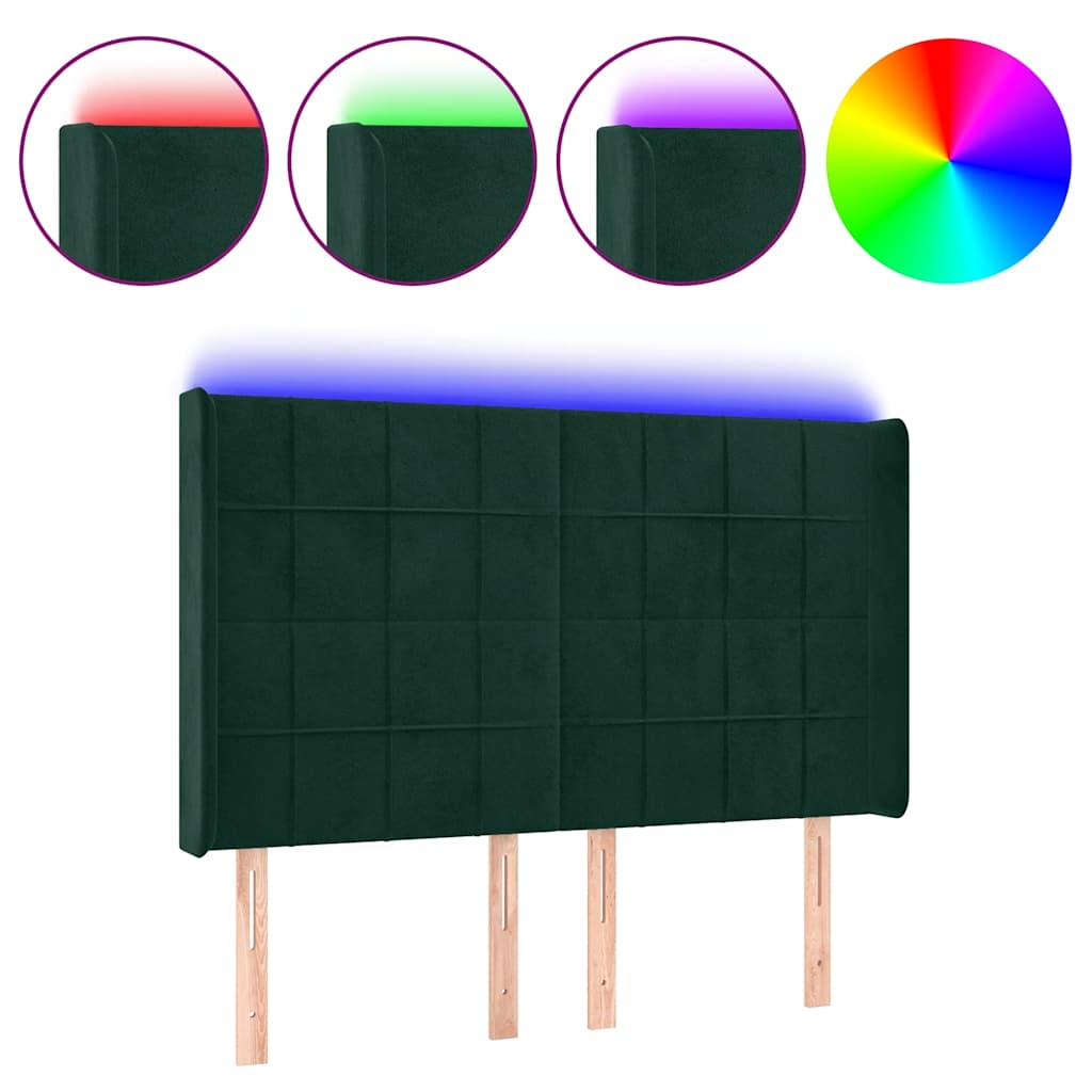 Hoofdbord LED 147x16x118/128 cm fluweel donkergroen is nu te koop bij PeponiXL, paradijselijk wonen!