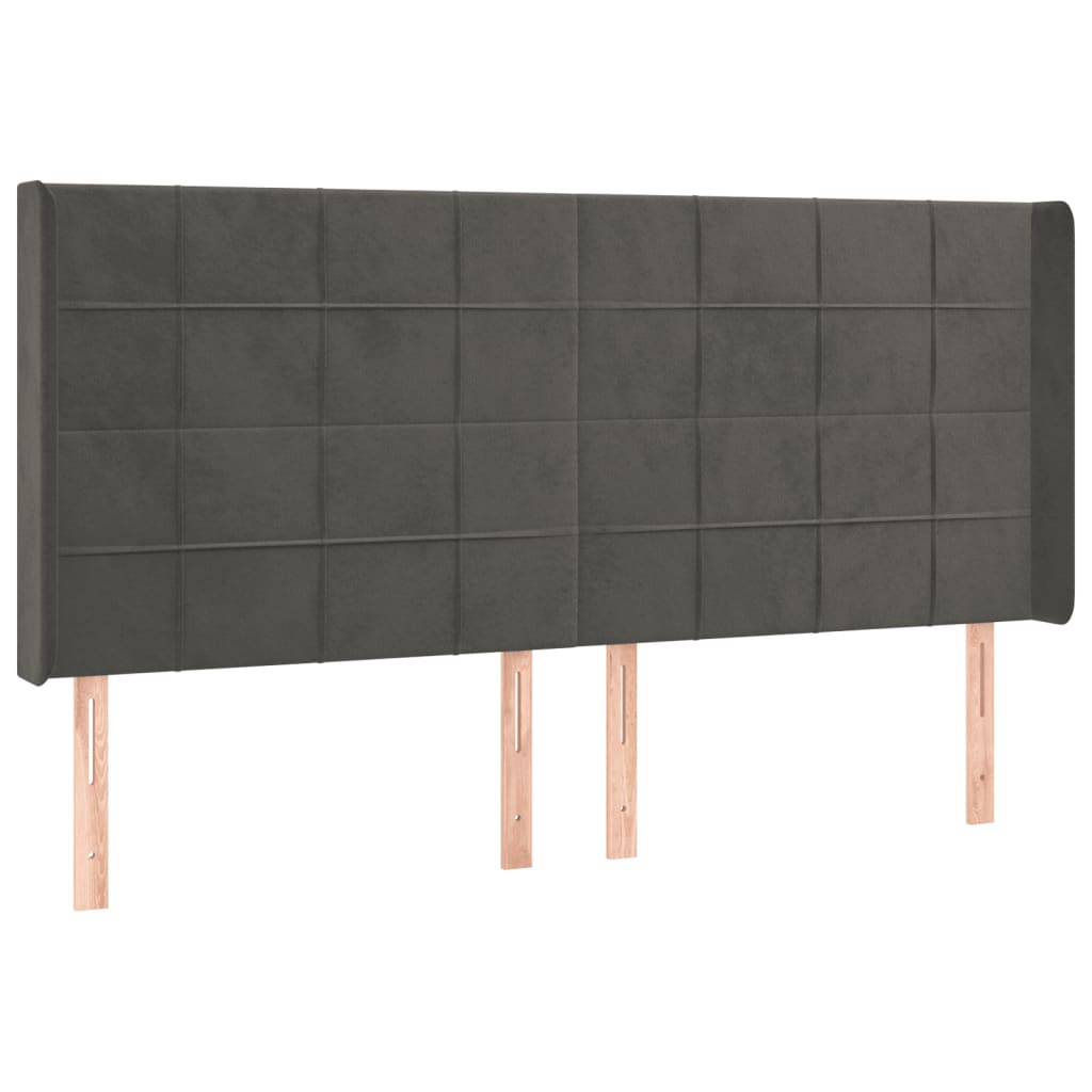 Hoofdbord LED 163x16x118/128 cm fluweel donkergrijs is nu te koop bij PeponiXL, paradijselijk wonen!