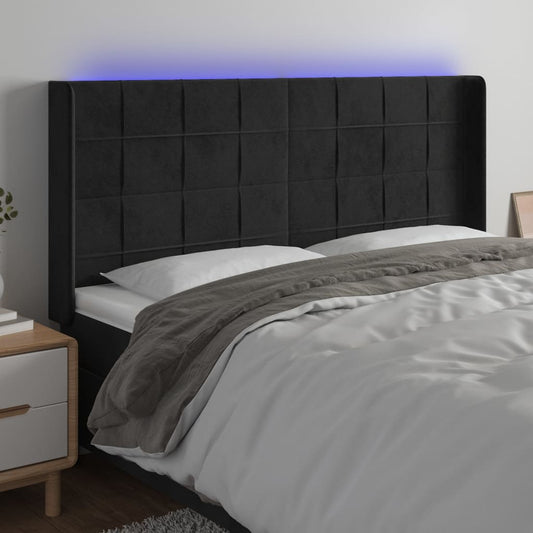 Hoofdbord LED 163x16x118/128 cm fluweel zwart is nu te koop bij PeponiXL, paradijselijk wonen!
