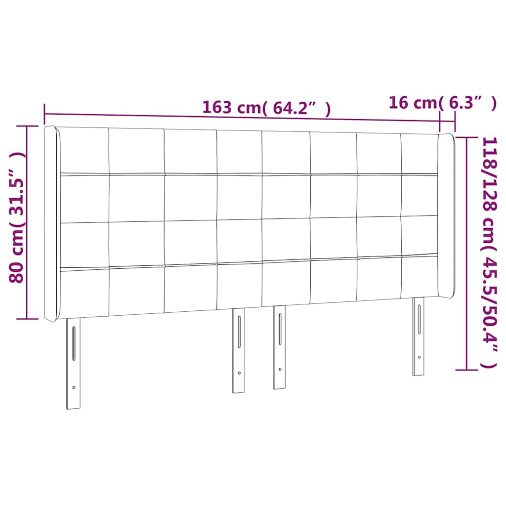 Hoofdbord LED 163x16x118/128 cm fluweel donkerblauw is nu te koop bij PeponiXL, paradijselijk wonen!