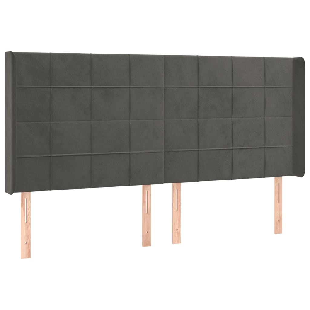 Hoofdbord LED 183x16x118/128 cm fluweel donkergrijs is nu te koop bij PeponiXL, paradijselijk wonen!