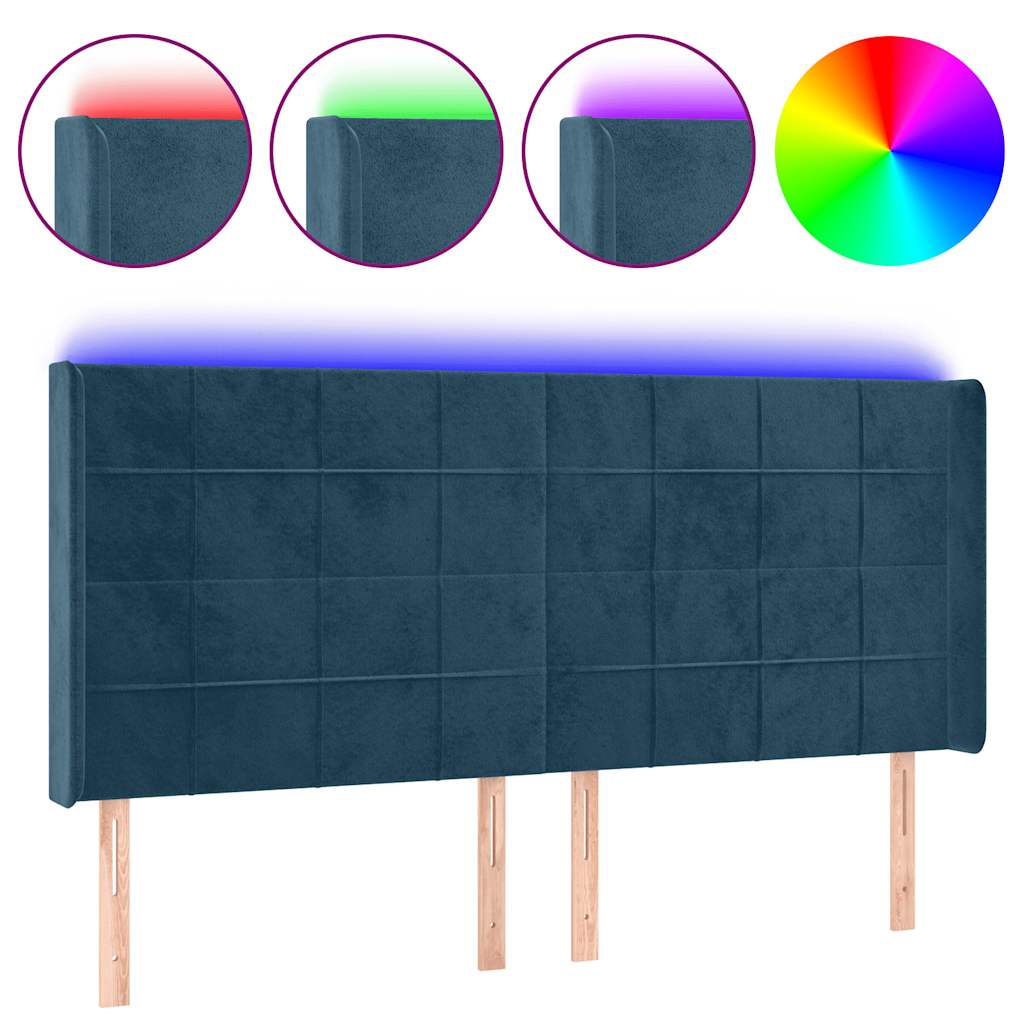 Hoofdbord LED 183x16x118/128 cm fluweel donkerblauw is nu te koop bij PeponiXL, paradijselijk wonen!