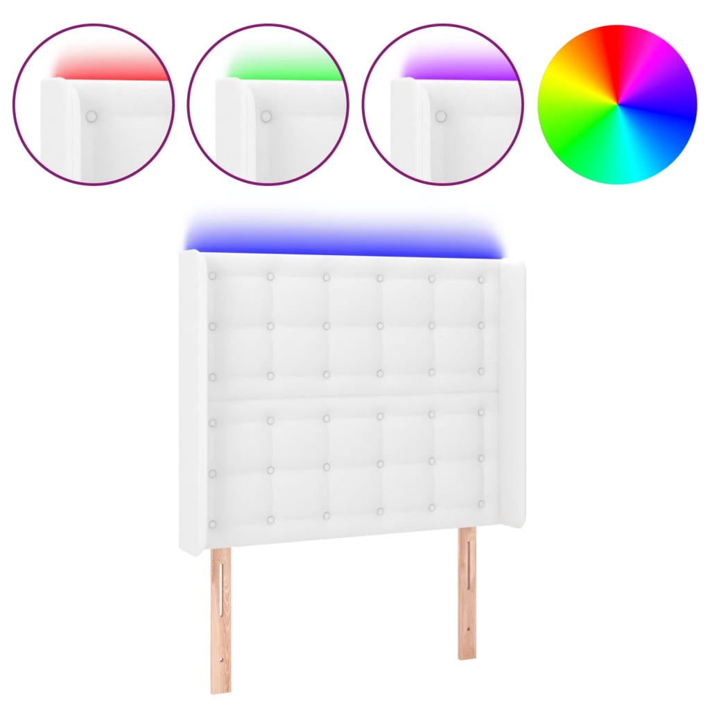Hoofdbord LED 83x16x118/128 cm kunstleer wit is nu te koop bij PeponiXL, paradijselijk wonen!
