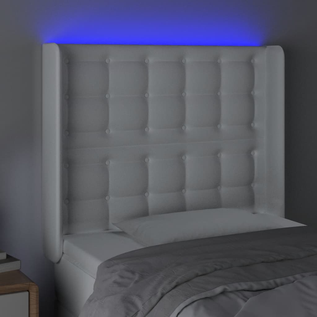 Hoofdbord LED 83x16x118/128 cm kunstleer wit is nu te koop bij PeponiXL, paradijselijk wonen!